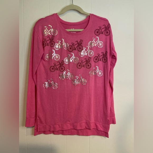 Justice Pink Long Sleeve Tees with Metallic Embellishments - Picture 1 of 5